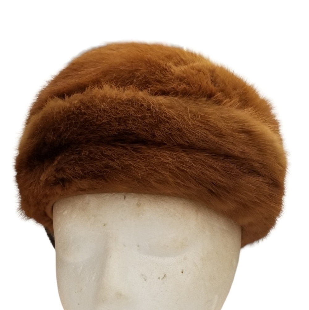 Mae Carney Genuine Ladies Tan Mink Hat Size Small